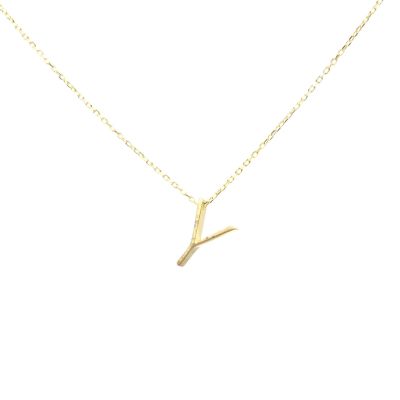 14K Gold Y Letter Necklace - 1