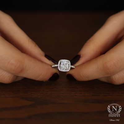 1,49 ct Prenses Kesim Pırlanta Tek Taş Yüzük - 1