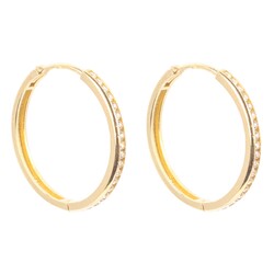 14K Gold C Model Gems Earrings, White - 4