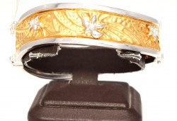14K Gold Crumpled Design Bangle Bracelet - 5