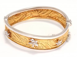 14K Gold Crumpled Design Bangle Bracelet - 6