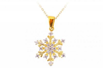 14K Gold Design Snowflake Necklace - 3