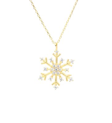 14K Gold Design Snowflake Necklace - 2