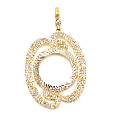 14K Gold Large Vav Design Coin Holder - 1