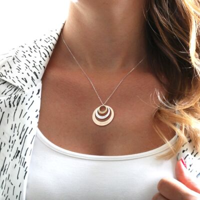 14k Gold Necklace, Family Tree Disc Pendant - 1
