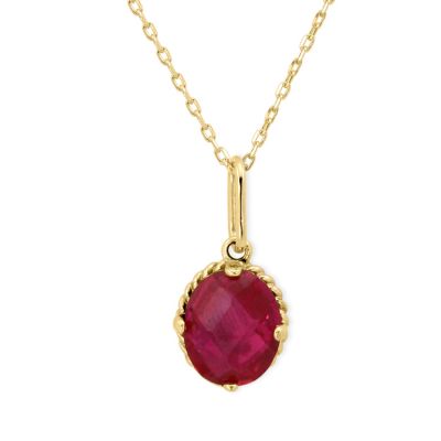 14K Gold Necklace with Garnet - 1