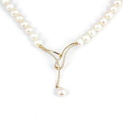 14K Gold Necklace with Pearl - 3