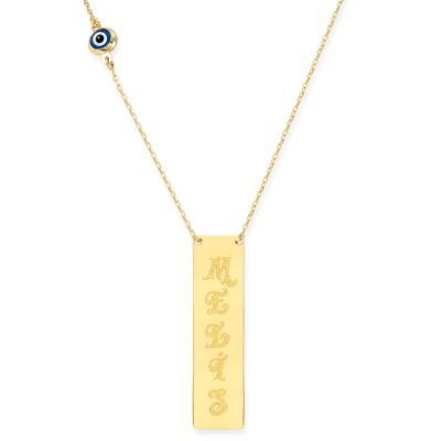 14k Gold Rectangular Words Necklace - 2