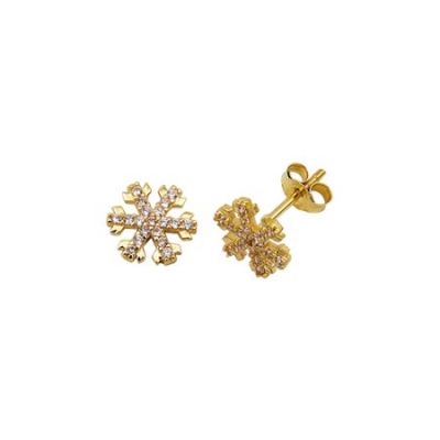 14K Gold Snowflake Earrings - 3