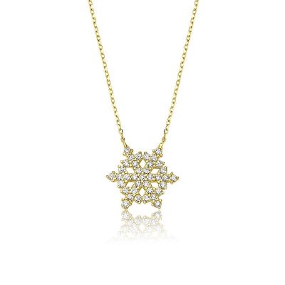 14K Gold Snowflake Figure Necklace - 6