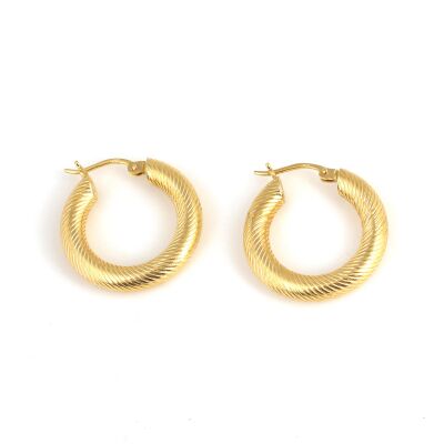14K Gold Thick Hoop Earrings - 2