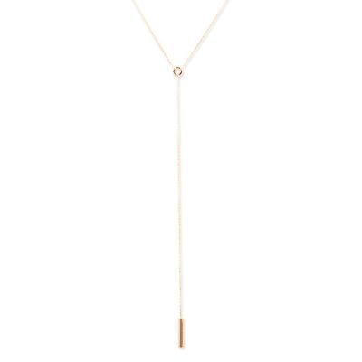 14K Gold Y Shape Bar Elevator Necklace - 2