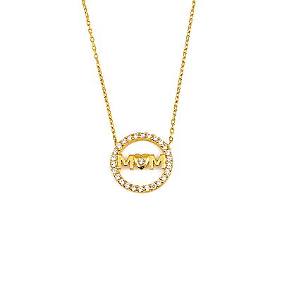 14K White Gold Mom Necklace - 1