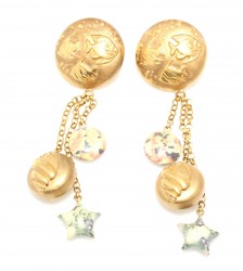 18K Gold Aquarium Style Dangle Earrings - 3