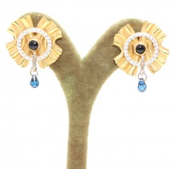 18K Gold Folded Sheet Dangle Earrings - 6