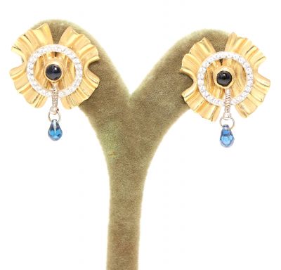 18K Gold Folded Sheet Dangle Earrings - 6