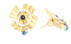 18K Gold Folded Sheet Dangle Earrings - 7