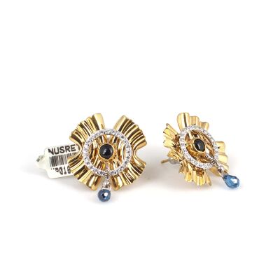 18K Gold Folded Sheet Dangle Earrings - 3