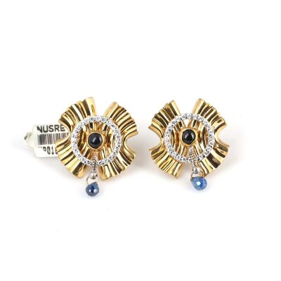 18K Gold Folded Sheet Dangle Earrings - 4