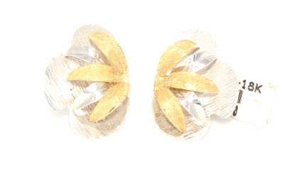 18K Gold Long Leaves Model Coating Stud Earrings - 4