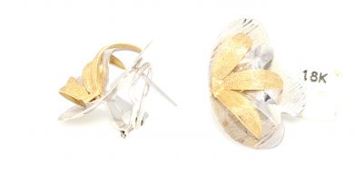 18K Gold Long Leaves Model Coating Stud Earrings - 6
