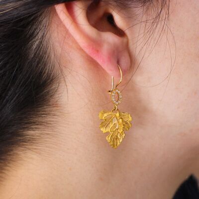 22 K Gold Pen Leaf Earrings