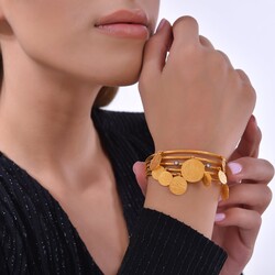 22K Gold Mahmudiye Coin Wire Bracelet - Nusrettaki
