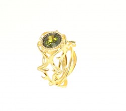 22K Gold Ancient Byzantine Design Ring with Olive Yellow Peridot - 3