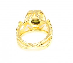 22K Gold Ancient Byzantine Design Ring with Olive Yellow Peridot - 5