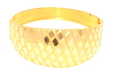 22K Gold Diamond Lines Bangle Bracelet - 5