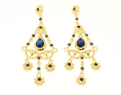 22K Gold Ancient Byzantium Design Chandelier Earrings - 3