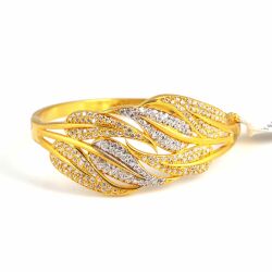 22K Gold Artistic Leaves Bangle Bracelet - Nusrettaki