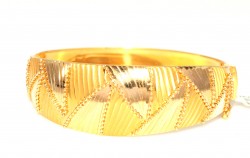 22K Gold Bangle, Beaded Waves - 6