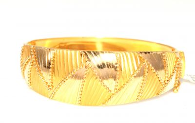 22K Gold Bangle, Beaded Waves - 6