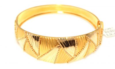 22K Gold Bangle, Beaded Waves - 5