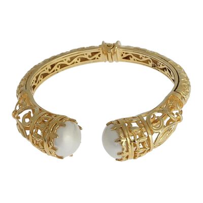 22K Gold Bangle Bracelet, Constantinople Style with Pearls - 7