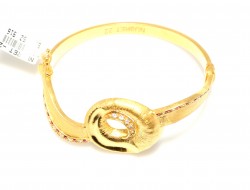 22K Gold Bangle Bracelet, Roe Eye Design with Rubies - 6