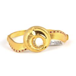 22K Gold Bangle Bracelet, Roe Eye Design with Rubies - Nusrettaki (1)