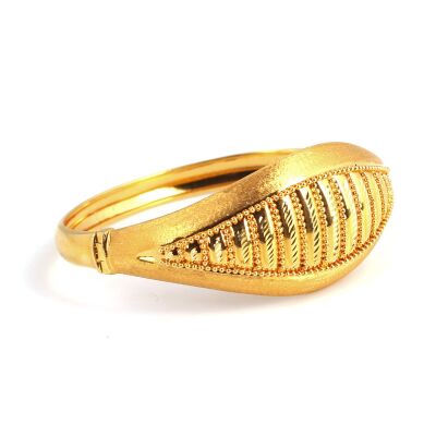22K Gold Beaded Eye Shaped Bangle Bracelet - 1