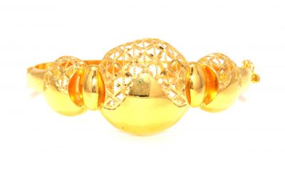 22K Gold Classic Design Hinged Bangle Bracelet - 7