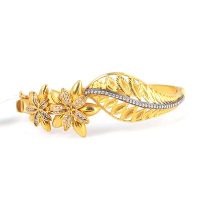 22K Gold Daisy The White Flower Bangle - 5