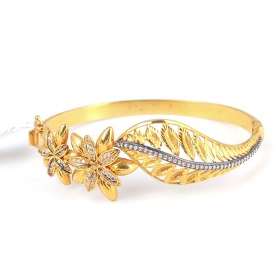 22K Gold Daisy The White Flower Bangle - 2