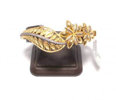 22K Gold Daisy The White Flower Bangle - 9