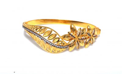 22K Gold Daisy The White Flower Bangle - 8