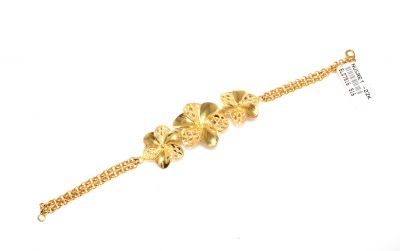 22K Gold Double Flower Bracelet - 3