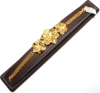 22K Gold Double Flower Bracelet - 4