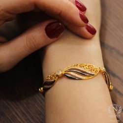 22K Gold Filigree Almond Style Bracelet - 6