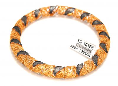 22K Gold Fusion Filigree Bangle Bracelet with Black Rhodium Plated Links - 3
