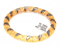 22K Gold Fusion Filigree Bangle Bracelet with Black Rhodium Plated Links - 5