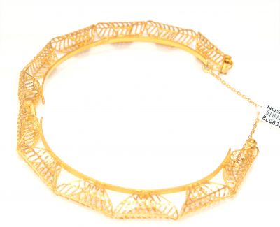 22K Gold Fusion Filigree Patterned Bangle Bracelet - 4